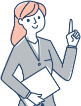 資料を手に案内する女性のイラスト