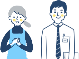 インタビューに答えるふたりのイラスト