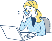 パソコンで医療機関を検索する女性のイラスト