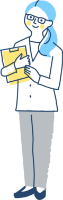 資料を持って説明する女性のイラスト